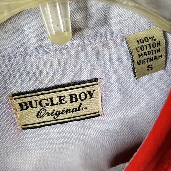 80s Bugle Boy Original Red Button Long Sleeve Small - Picture 3 of 5